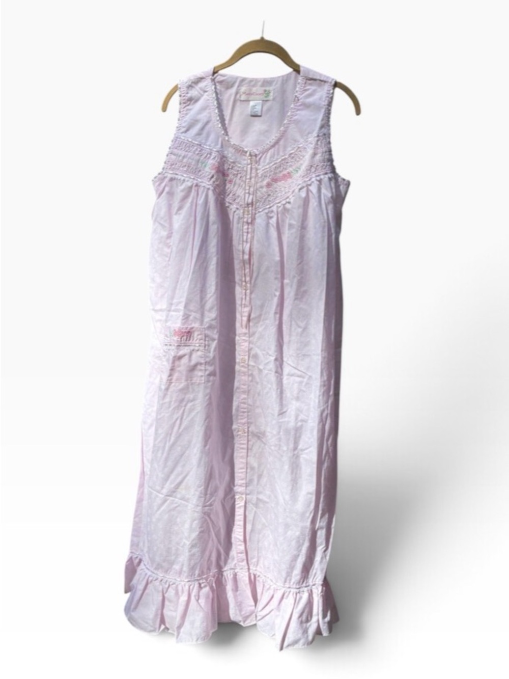 Vintage Moon Dance Sleeveless Pink Chintz Romantic Lace Nightgown Sz L